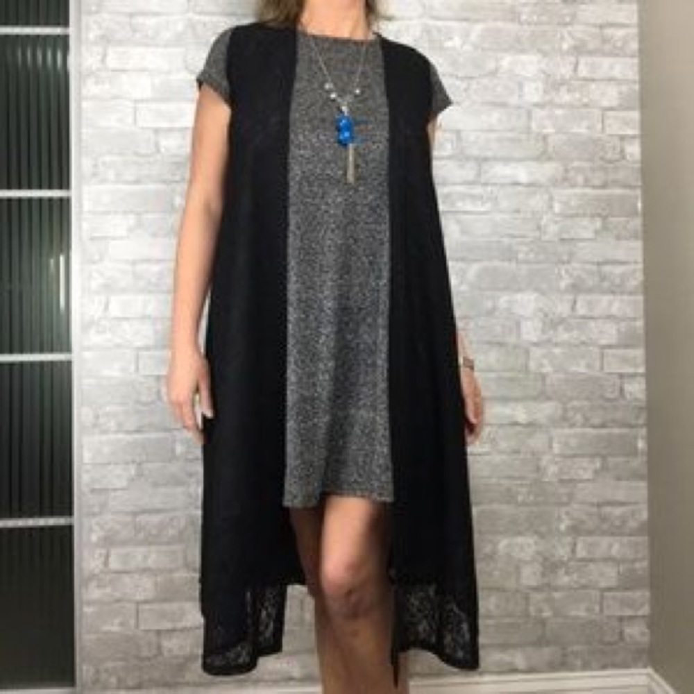 Lularoe Black Lace Joy Vest XS